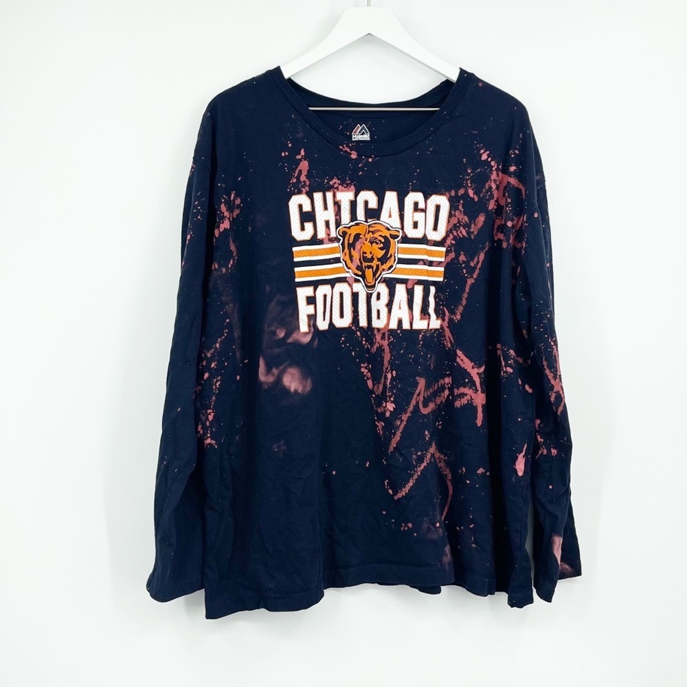 Chicago Bears Custom One Of A Kind Reverse Dyed Graphic Tee SZ 2XL Football